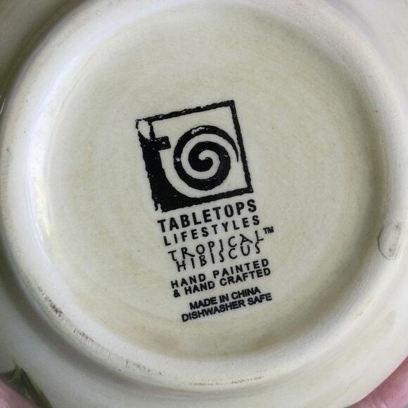 Tabletop Lifestyles Tropical Hibiscus Hand Painted Dip Bowls - Picture 8 of 12